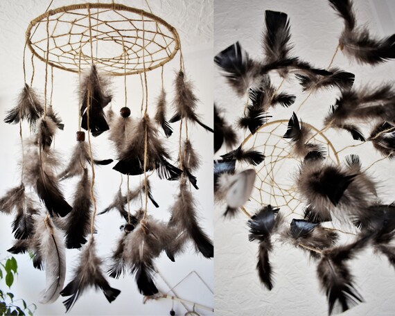 Feathers Mobile Dream Catcher Nursery Mobile Feathers Dream Etsy