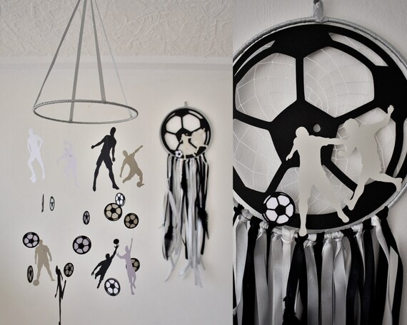 Football Bedroom Decor Soccer Nursery Decoration Football Dream Catcher Mobile Soccer Dream Catcher Mobile Boys Bedroom Set Boys Bedroom Art