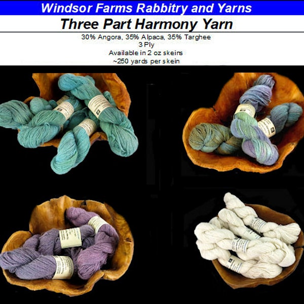 Fingering Weight Angora Yarn - Multi-Color, Three Part Harmony