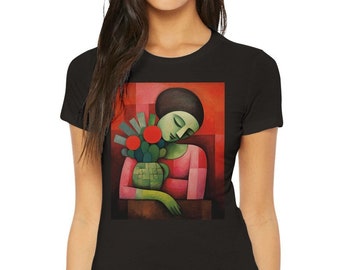 ARTWear I love my succulents - Premium Womens Crewneck T-shirt -art of succulents, gift, Jenny Ayling, stylish, colour, print, birthday gift