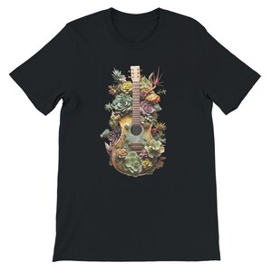 多肉植物ギター音楽シャツ - 音楽愛好家のためのクラシックシャツ - メンズのクールなトレンドTシャツ - かわいいヴィンテージTシャツ - ギター愛好家シャツ