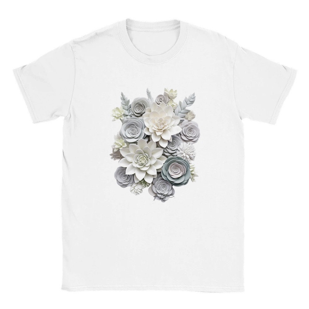 ARTWear Silver Spray 3D Effect Classic Unisex Crewneck T-shirt succulents, Jenny Ayling, clothing, gift, graphic tee, plant lover gift, art