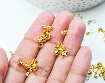 Cache-noeud dorés crabe, fourniture créative,cache noeud, chaine boule, fabrication bijoux, apprêts dorés, création bijoux, lot de 5 gr-G735