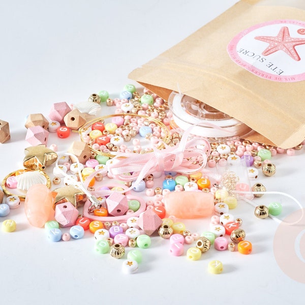 Kit mix de perles pastel Ete sucré, Coffrets et kits pour la création de bijoux fantaisie DIY, la pochette G8165