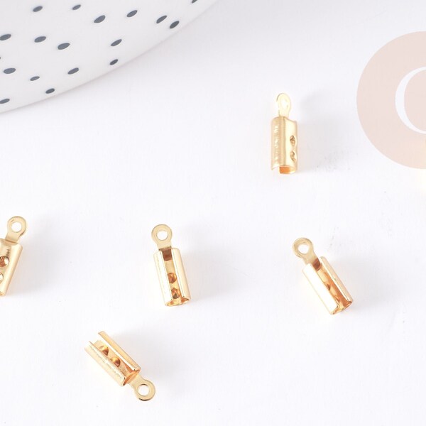 Embouts corde acier doré pincer, dorées pour création bijoux sans nickel,finition ruban chaine,10mm, X10 G4916