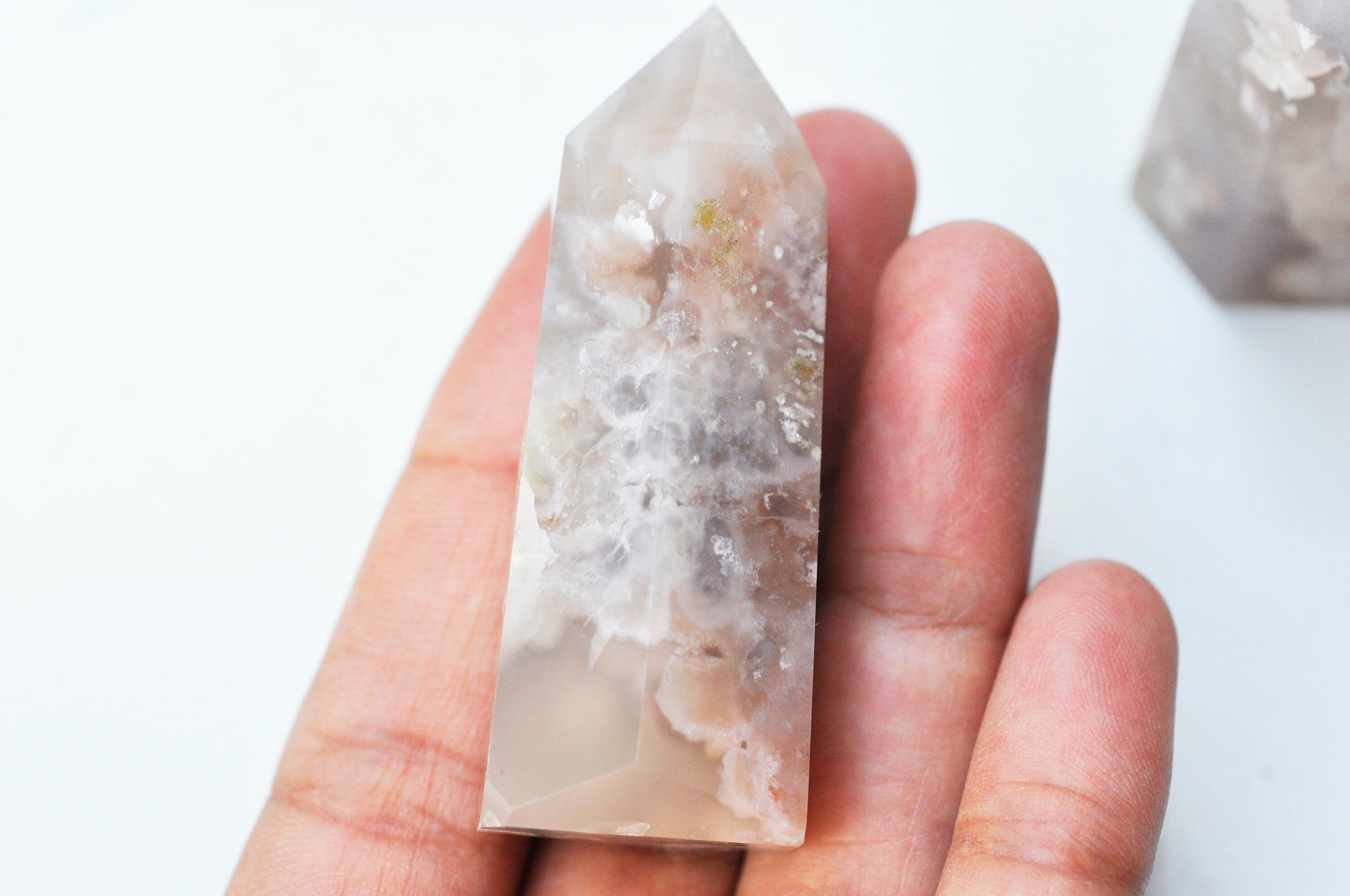 Pointe Agate Fleur Naturelle Roulée, Naturelle, Pierre Semi-Precieuse, Séance Lithothérapie, La Pièc