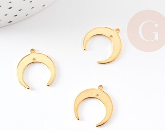 18k Gold-Plated Brass Crescent Moon Pendant, 19mm, Gold Moon Pendant x1 G0003