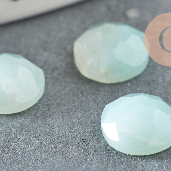 Cabochon rond amazonite bleue naturelle à facettes 8mm, création bijoux pierre naturelle, X1  G5638