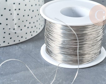 Silver platinum stainless steel wire 0.5mm, fine metallic wire for nickel-free jewelry creation, X 1Meter G8195