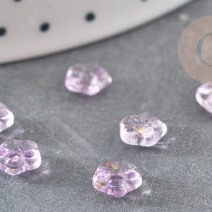 Purple and gold glass flower beads, Czech glass beads, flower beads, purple glass, 6x3mm, x10 (G4196)