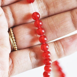 Perles jade rouge, fourniture créative, perles rondes, jade rouge,pierre naturelle,6mm,fourniture bijou,Le fil de 60 perles environ-G1783