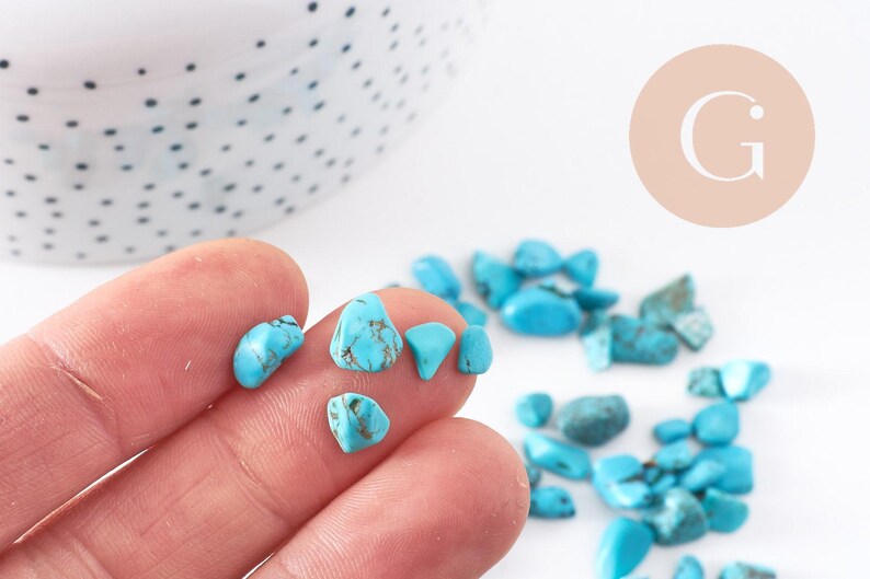 Sable chips pierre turquoise naturelle non percé, pépites (5-8mm) x20gr (G0237)