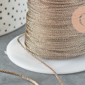 Coconut brown metallic cord, wedding ribbon, creative supplies, scrapbooking, width 1mm, x1 meter G4420