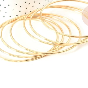 Smooth round bangle bracelet 304 stainless steel gold 70mm, x1 (G7733)