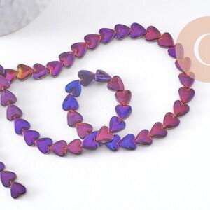 Purple hematite heart bead 8mm, x1 strand of 38cm (G10338)