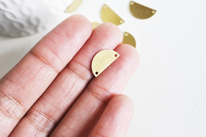 Raw brass semi-circle connector 5 geometric pendant jewelry creation 15mm lot,G2562 connectors raw brass