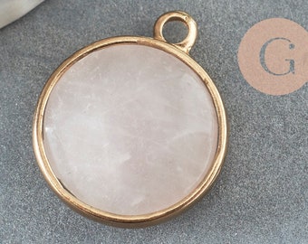 Round rose quartz pendant, pink crystal, stone pendant, natural rose quartz, 20mm, X1 G1045