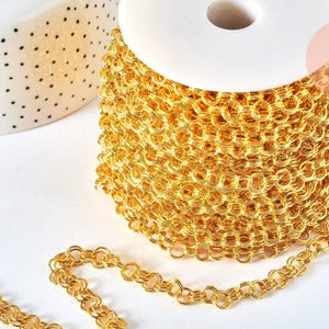 Gold-plated brass double-ring chain, unwelded, wholesale chain for jewelry making, 1 meter G6983