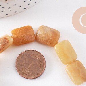 Perle rectangle jade jaune naturel, 16mm, x1 fil de 21cm (G2742)