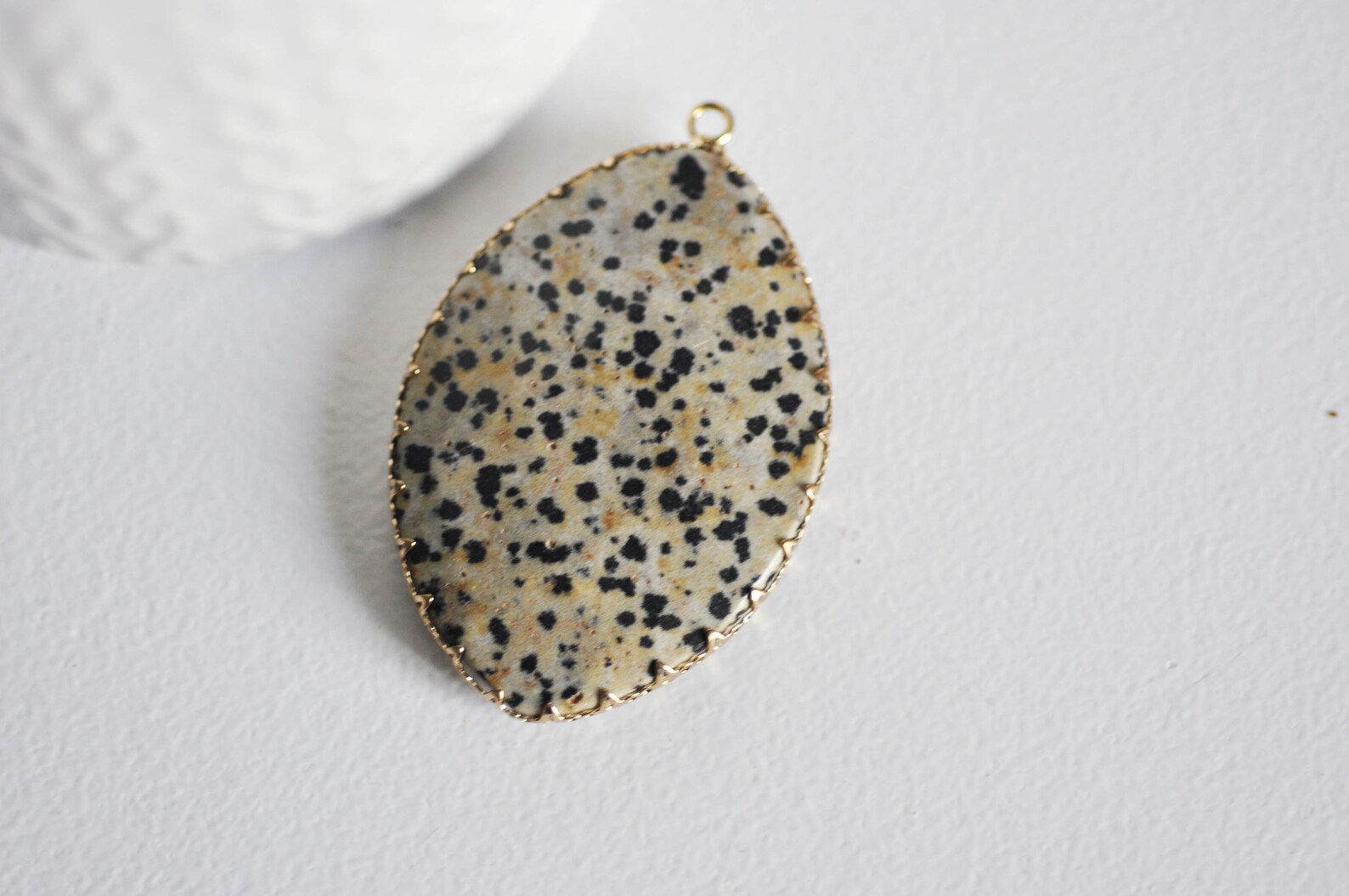 Pendentif Goutte En Jaspe Dalmatien - Pierre Naturelle, Neuf Avec étiquette