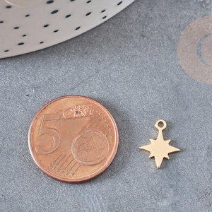 Pendentif étoile polaire acier 304 inoxydable doré IP 11.5mm, x2 (G6326)