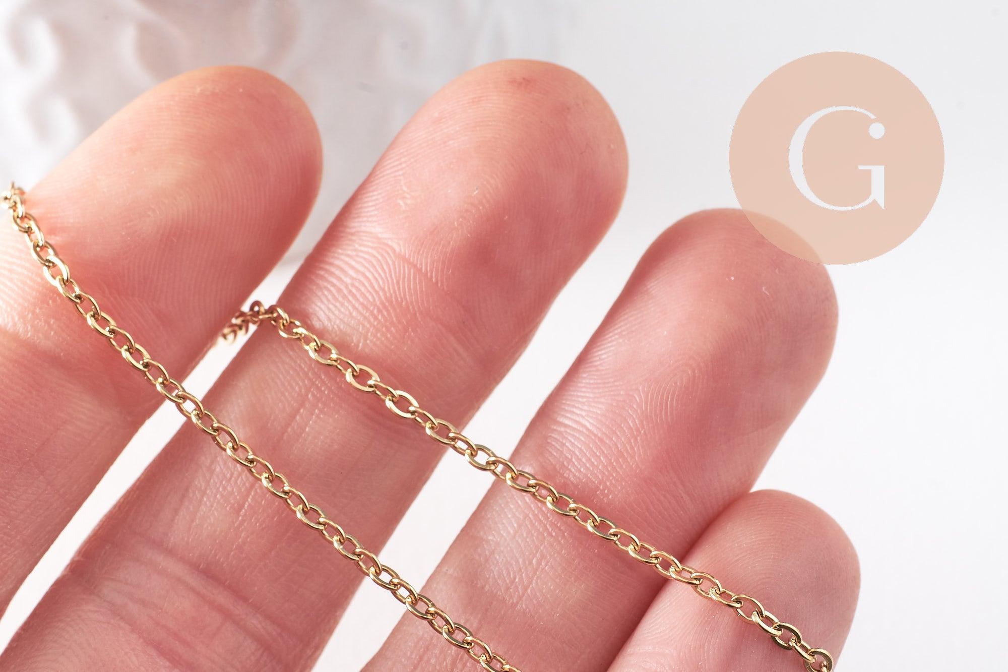 Chaîne En Acier Inoxydable 304 Dorée Or - Maille Forçat 2,5 X 2 Mm - 1 Mètre