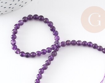 Perle ronde amethyste violette naturelle 4mm, fabrication bijoux pierre naturelle,  X1 fil 20cm  G5365