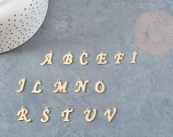Gold-plated stainless steel initial letter pendant, 13.5mm, x1 (G4301)