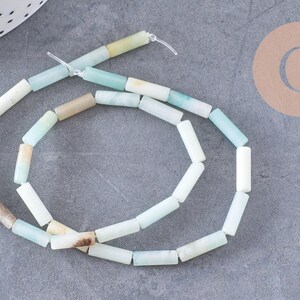 Perle amazonite naturelle 13mm tube, perle pierre x1 fil de 40cm (G5204)