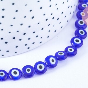 Greek key eye protector bead, royal blue glass, 36.9cm wire, x1 G6631