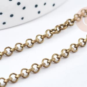4mm bronze iron rollo mesh chain, vintage jewelry creation chain, chain wholesaler, 1 meter G8565