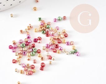 Round metallic glass seed beads, multicoloured, 3~3.5mm, x10gr (G9154)