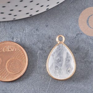 Pendentif goutte quartz, pendentif bijoux, pendentif quartz,pendentif pierre,quartz naturel, cristal de roche,23mm, x1 G0844