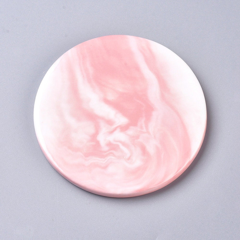 Plateau Rond Porcelaine Marbre Rose et Blanc, Présentoir Bijoux, Un Support Décoratif Minimaliste Po