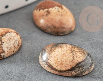 Ovale cabochon jaspis natuurlandschap 13x18mm, x1 (G2062)