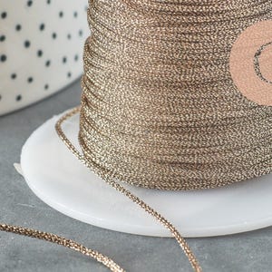 Brown coconut-coated polyester metallic cord, 1mm thick, x1 meter (G4420)