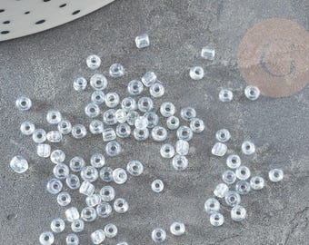 Small iridescent transparent seed beads 2mm, jewelry supplies, rainbow seed beads, x 20g (G2928)