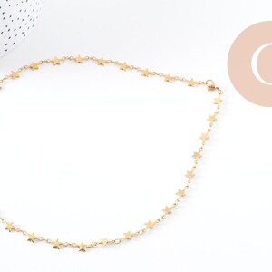 Collier Chaine complète avec fermoir acier inoxydable doré IP 14k 45cm étoile, x1 (G0430)