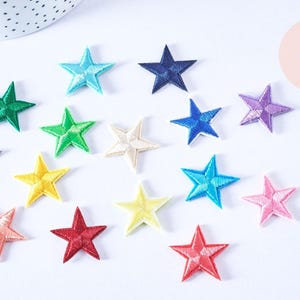 Embroidered iron-on patch gold star custom clothing 30mm, x5 (G7090)