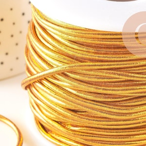 Gold-plated nylon elastic cord, 2.5mm, x1 meter (G10517)