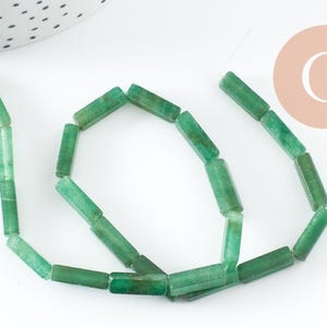 Perle aventurine rectangle verte, perle gemme,pierre naturelle, ,13mm,fil de 40cm x1 (G0206)