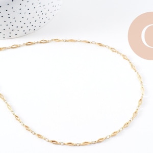 14k gold-plated steel diamond chain, necklace chain, nickel-free, 4mm, 45cm, x1 (G6776)