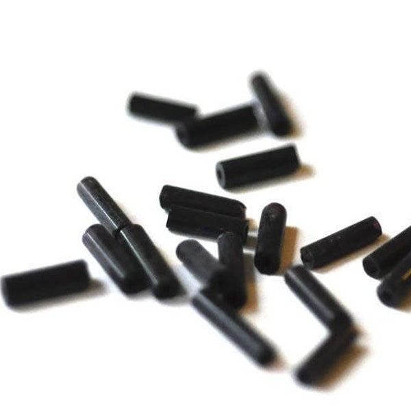 Perles rocaille Tube noires 6x2mm, Fournitures créative, perles rocaille, perle verre noir, X 10gr G2461