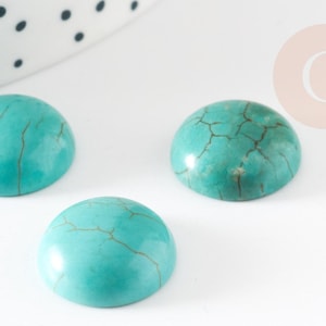 Green turquoise cabochon, round cabochon, natural turquoise, natural stone, 15mm, x1 (G2554)