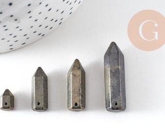 Grey pyrite point pendant, teardrop pendant, natural pyrite, 10-35mm, x1 (G3527)