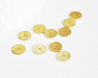 brushed golden brass heishi washers, golden interlayer beads for jewelry creation, disc bead, lot of 20, 8mm, G3273