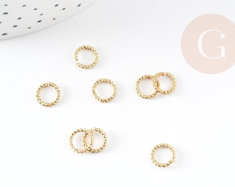 Raw brass round twisted ring 8mm, x50 (8.4gr) (G6873)
