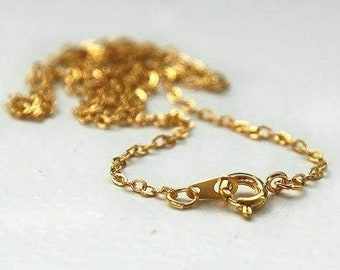 Chaine dorée forçat 14K,chaine collier,création bijoux, chaine complète,chaine dorée, fabrication collier,1.5 mm, 40cm, X1 G0656