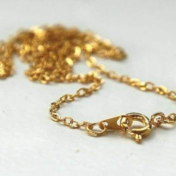 Chaine dorée forçat 14K,chaine collier,création bijoux, chaine complète,chaine dorée, fabrication collier,1.5 mm, 40cm-G656