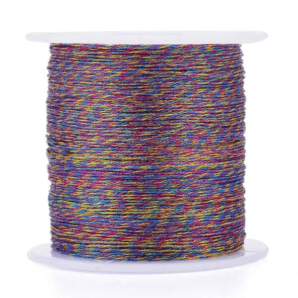 Fil polyester métallisé multicolore 0.4mm, fil original, fil Couture,  fil d'or, fil métallique, bobine de 50 mètres, G5941